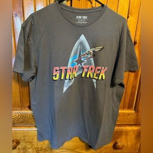 X-Large Gray STAR TREK T-Shirt Stars Wars logo